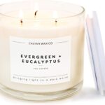 Calyan Wax Co. Evergreen & Eucalyptus 3 Wick Scented Candle - 43 Hour Burn - Luxury 3 Wick Soy Candles - Non Toxic Soy Wax Candles - Long Lasting Large Glass Jar Candle for Home - 14.9oz