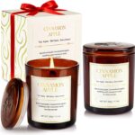 Holiday Candle Gift Set–2 Pack Wood Wick Cinnamon Apple Scented Candles,Long Lasting Natural Soy Wax Candles with Gift Boxes,Cozy Fall Aromatherapy Candle for Home Decor,Thanksgiving&Christmas Gifts