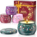THAUSDAS Scented Candles Gift Set: 4 Pack 4.4 oz Aromatherapy Christmas Candles for Home Scented - 120H Burning Stress Relief Gifts for Women, Birthday, Mother's Day